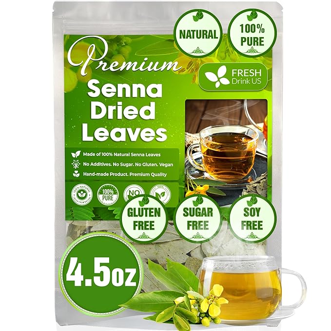 FreshDrinkUS, Permium 4.5oz Senna Leaves, 100% Natural & Pure from Senna Leaves, Senna Leaf Tea, Senna Loose Leaf Herbal Tea, No Additives, No Caffeine, Vegan