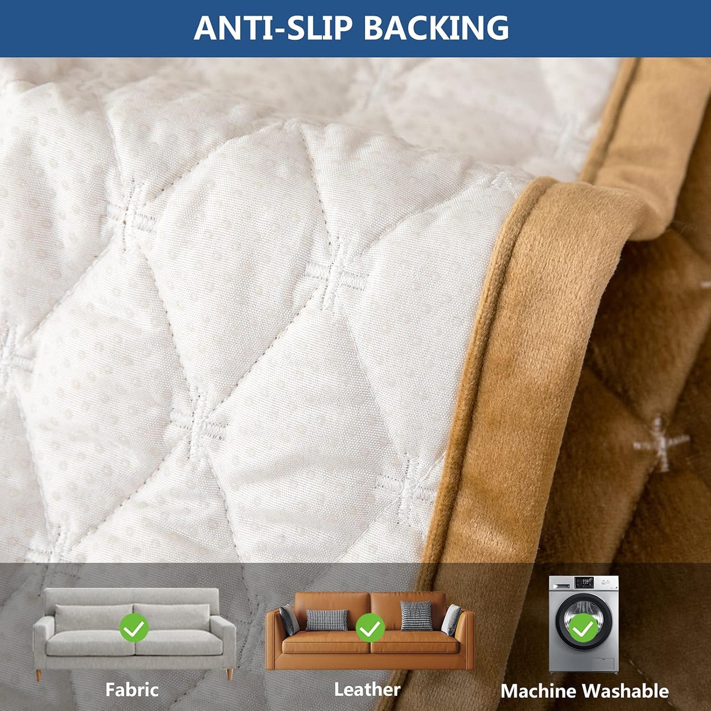 Eismodra Couch Cover,Sectional Couch Covers,Sofa Covers for 3 Cushion Couch,Anti-Slip Sofa Slipcovers for Dogs Cats Kids Loveseat Recliner L Shaped Armrest Backrest,Coffee 36''x94''(Only 1 Piece)