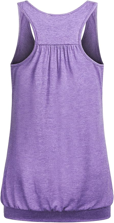 Miusey Womens Sleeveless Round Neck Loose Fit Racerback Yoga Tank Top