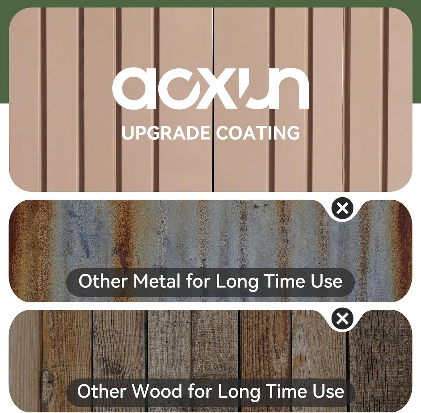 Aoxun 10 x 12FT Outdoor Storage Shed with Base Utility Garden Shed with Lockable Door & Sloped Roof Metal Sheds Outdoor Storage for Garden, Backyard, Patio and Backyard,（Brown/Base Included）