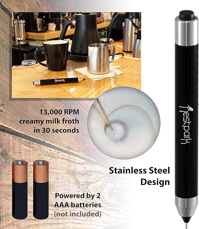 Portable Drink Mixer Small Handheld Electric Stick Blender - Cordless and Battery Operated Bulletproof Keto Coffee Blender