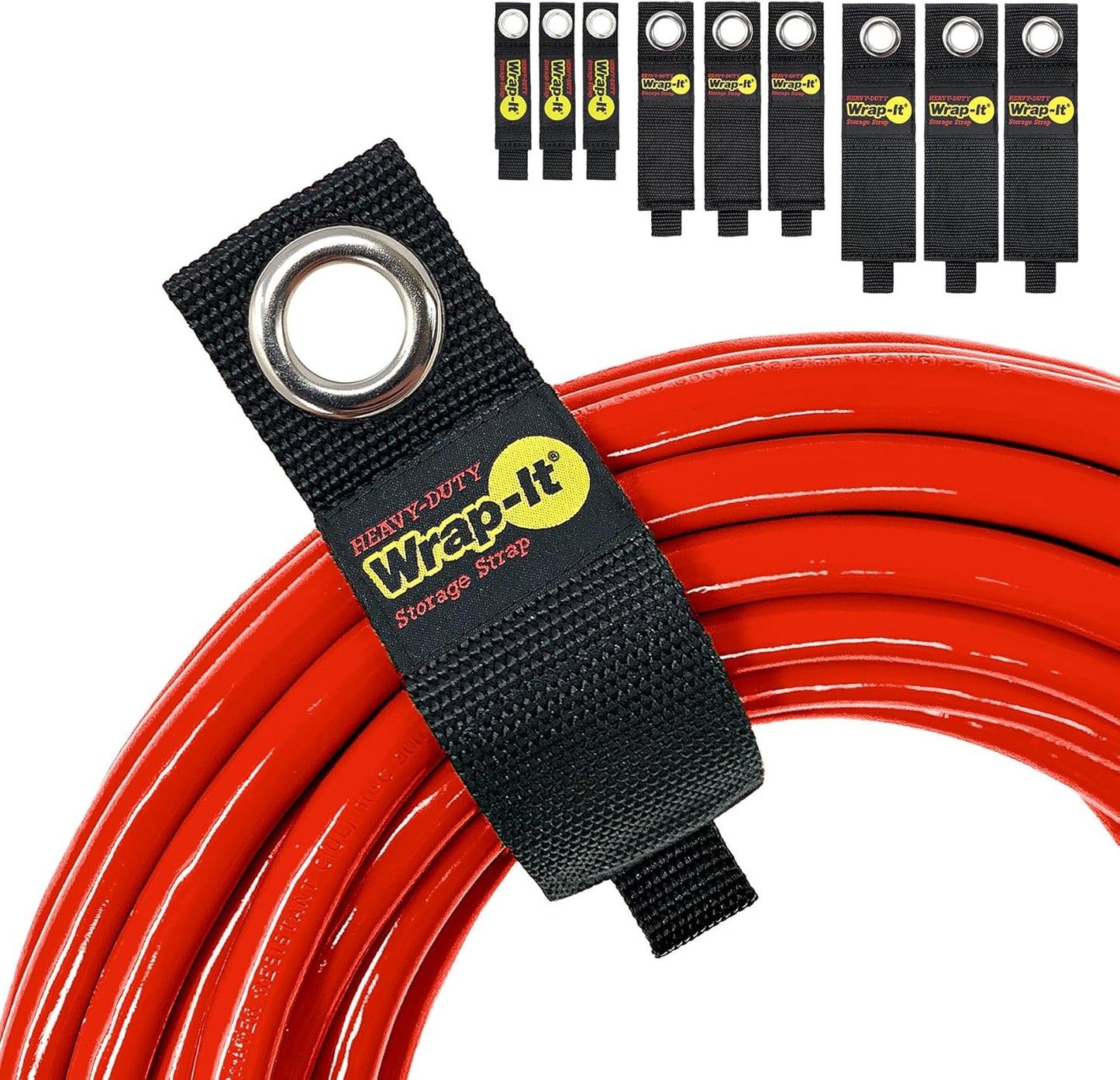 Heavy-Duty Wrap-It Storage Straps - Assorted 9-Pack - Extension Cord Hanger Cord Straps for Garage Storage and Organization