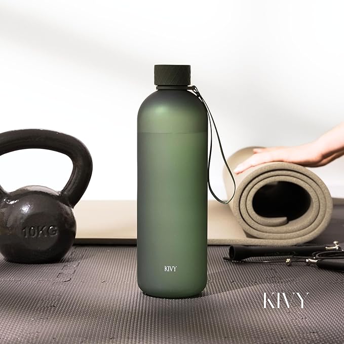 KIVY Large Water Bottle 50oz [Lightweight & Shatterproof] - Fits Backpack & Cupholder for Travel, Sports, School - Clear, No Straw, 1.5 Liter
