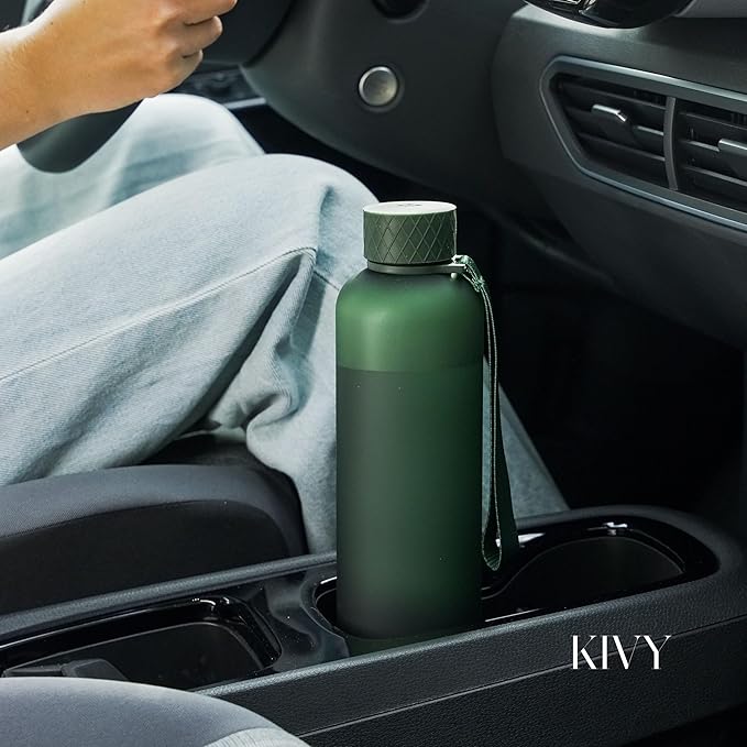 KIVY Clear water bottle 32oz [Lightweight & Shatterproof] Fits Backpack & Cupholder for Travel, Sports, School, Gym - Cute water bottle aesthetic - Cherry Edition
