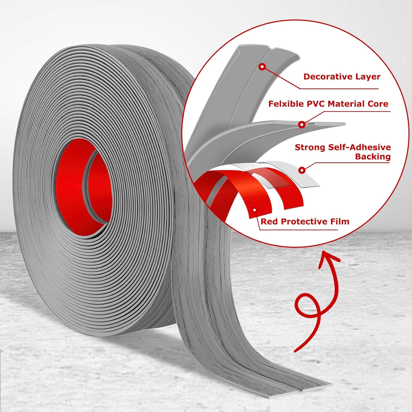 Flexible Wall Corner Protector Moulding Trim Peel and Stick Wall Corner Guards Edge Protector Self Adhesive Molding Trim Strip for Edge Ceiling (Light Gray Wood Grain, 2.4 in x 10 Ft)