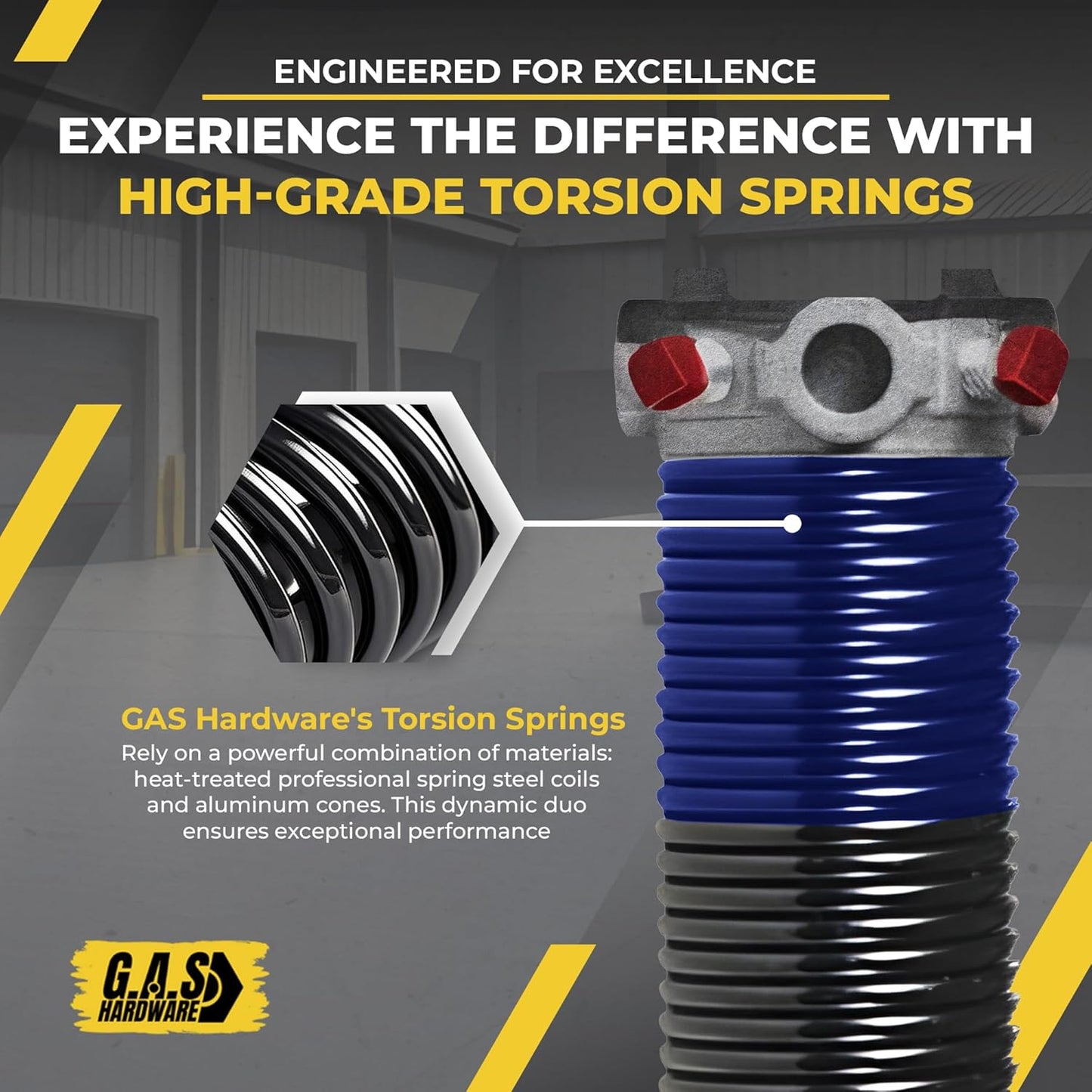 Garage Door Torsion Spring 262x1.75x36 Includes 1” Steel Bearing, Non-Slip Gloves, and Winding Bars for Left Side of Garage Door Precision E-Coating 5-Year Warranty Min. 30,000 Cycles (Red Cone)