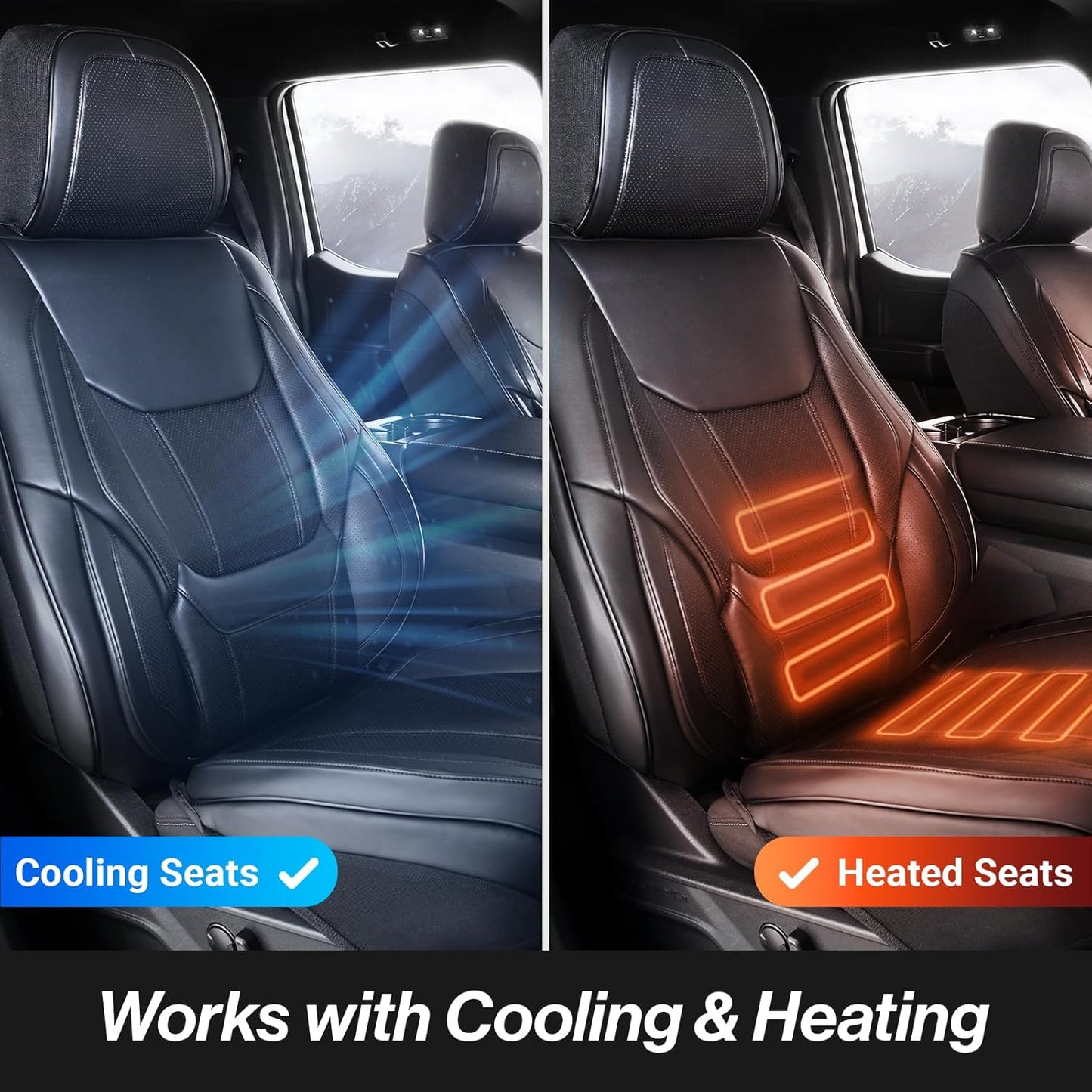 Coverland Custom Car Seat Covers Compatible with 2022-202 Tundra CrewMax, Double Cab - Premium Leather Non-Slip Memory Foam Waterproof Interior Protector Full Set-Black [See Size Chart-Size X119]