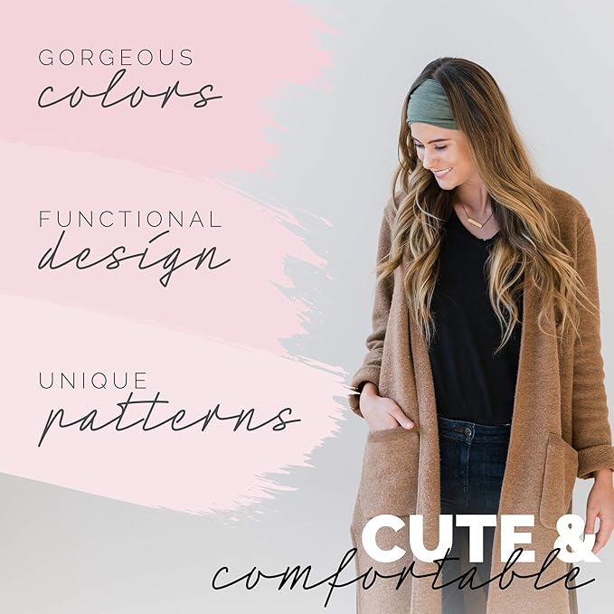 Maven Thread Workout Headbands for Women, 2Pack - 4 inch Thick Wide, Non Slip Sweatbands for Women, Ideal for Exercise, Gym Hairband for Athletic Workouts and Yoga, Black Marble