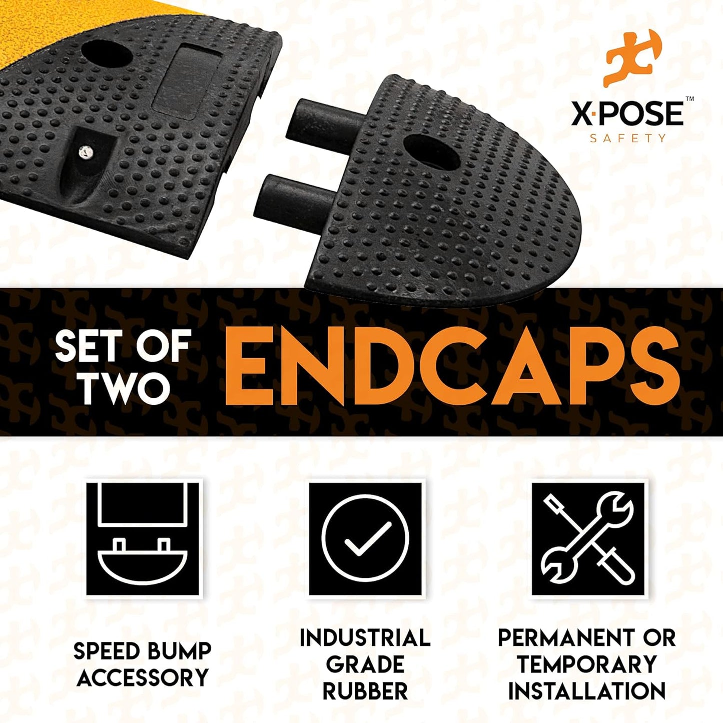 Speed Bump - Rubber Speed Hump Modular Interlocking Design - by Xpose Safety (Endcap)