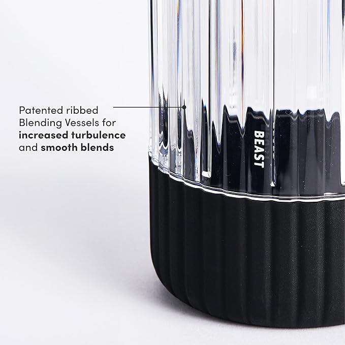 Beast Mighty 850 | Premium Compact Personal Blender | Smoothies, Shakes, Dressings, Sauces, Desserts, Dips | Blends Ice and Frozen Fruit | Includes Extra Lids and Straws | 850W (Carbon Black)