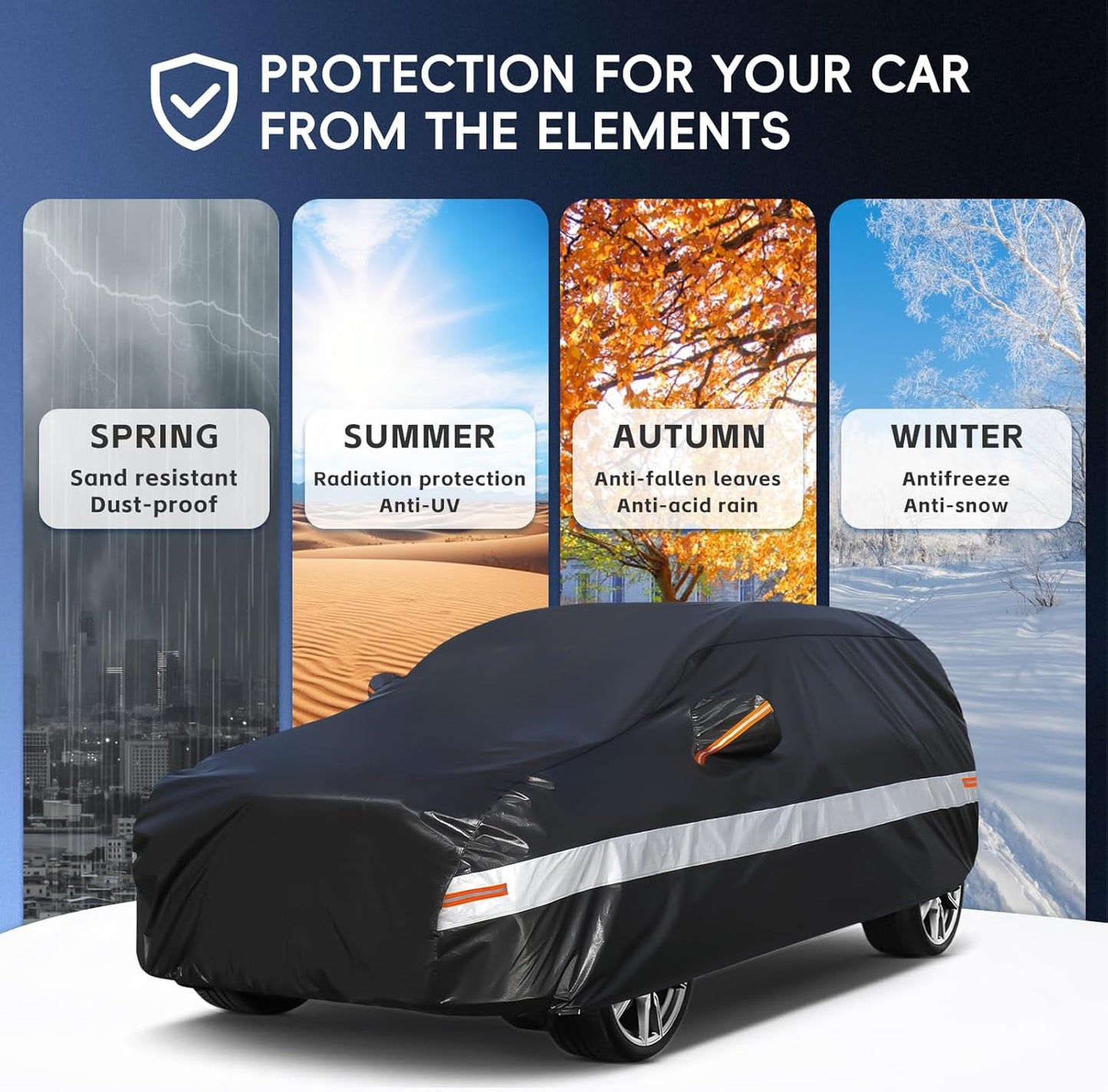 10 Layers SUV Car Cover Custom Fit for Mazda CX9/CX90 (2007-2025) Waterproof All Weather for Automobiles, Outdoor Full Cover Sun UV Rain Protection with Cotton.Black