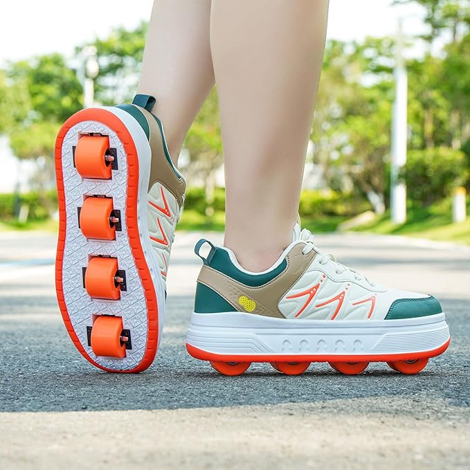 Roller Skate Shoes & Sneakers with Wheels, Outdoor Roller Skates for Girls Boys, Shoes with Wheels for Christmas Birthday Gift