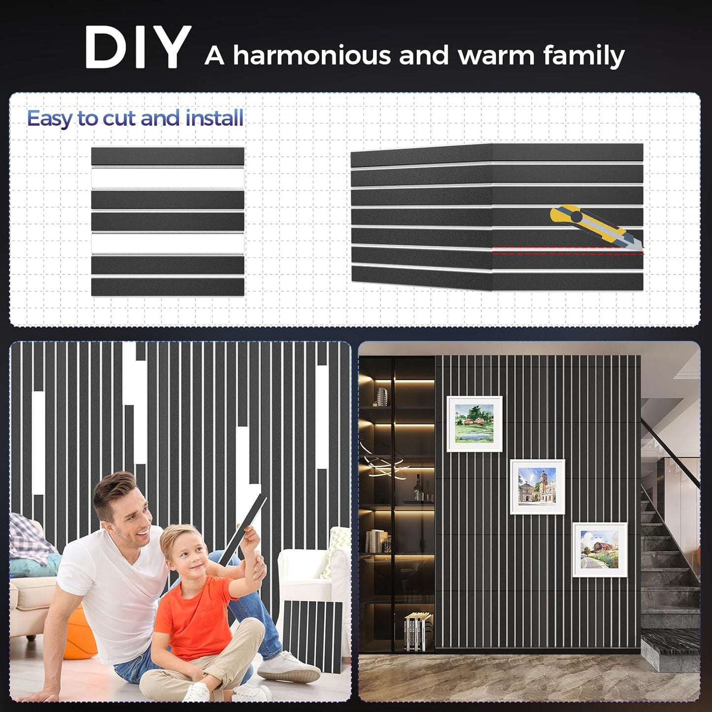 6 Pack 2-Layer Fold Soundproof Wall Panels, 24 x 12 x 0.43 in Large Sound Proof Foam Panels for Walls, 0.9lb/ft³ High Density, 3D Acoustic Panels,Artistic Noise Dampening Panels Black&White