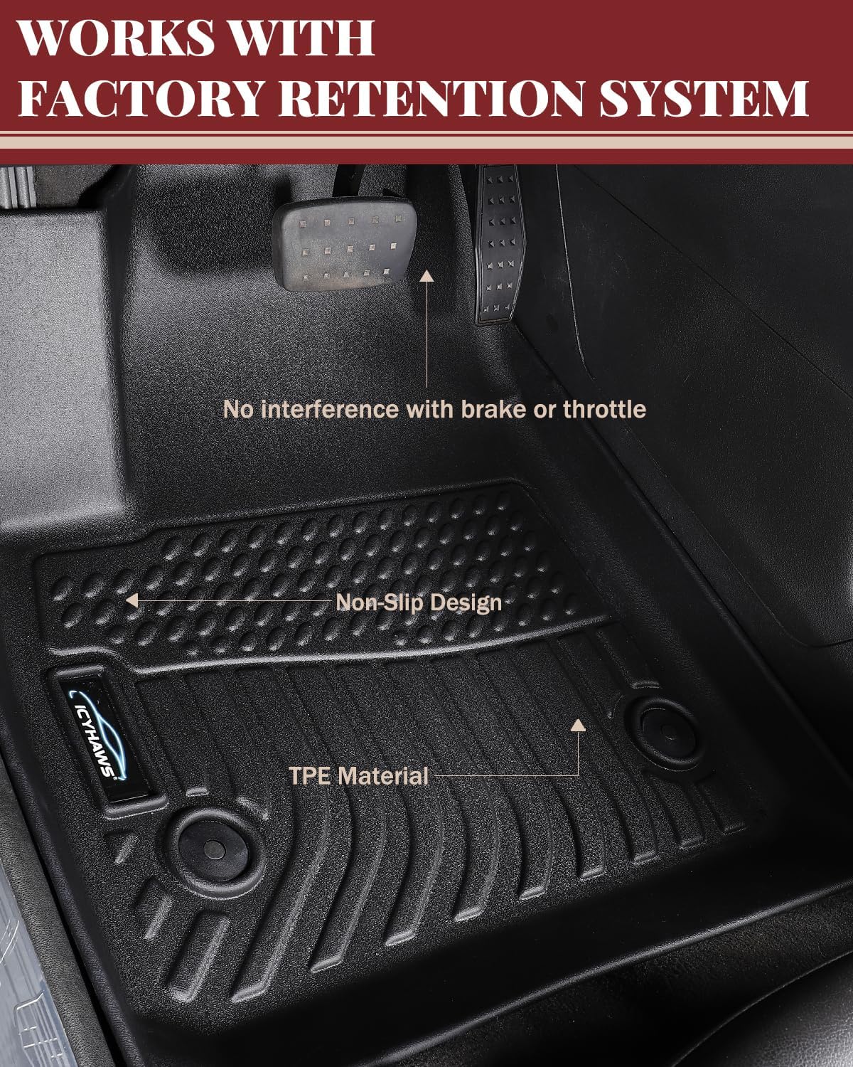 Icyhaws® Floor Mats for Buick Encore GX (AWD Only) 2020-2025 | All Weather TPE Waterproof Anti-Slip Custom Fit Car Floor Liners & Cargo Liner Trunk Mat | Front & Rear Row, 4pcs Black