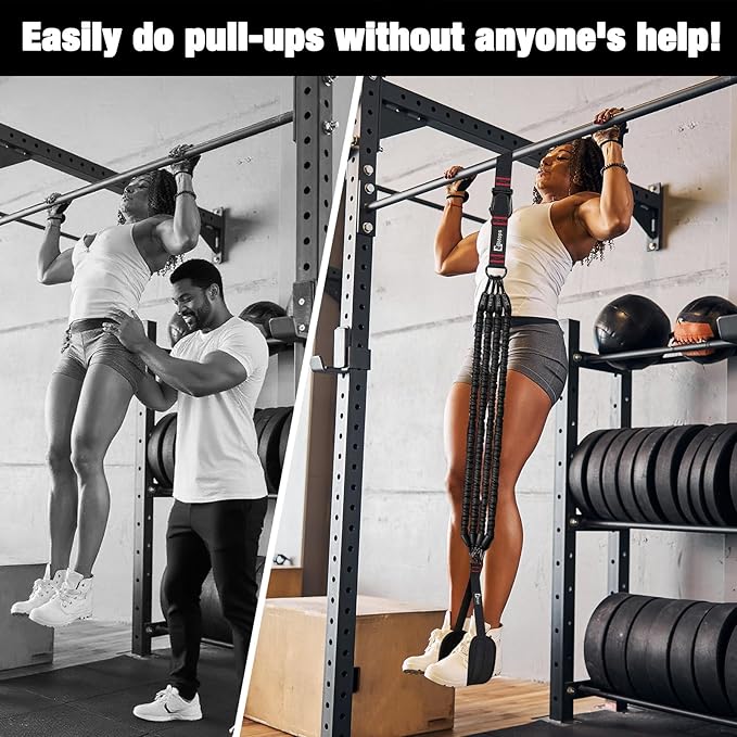 Pull Up Assistance Bands,Up to 300 lbs Assistance,Adjustable Heavy Duty 4 Resistance Bands for Pull up, with Feet/Knee Rest, Handle and Door Anchor for Home Gym Fitness Exercise Strength Training