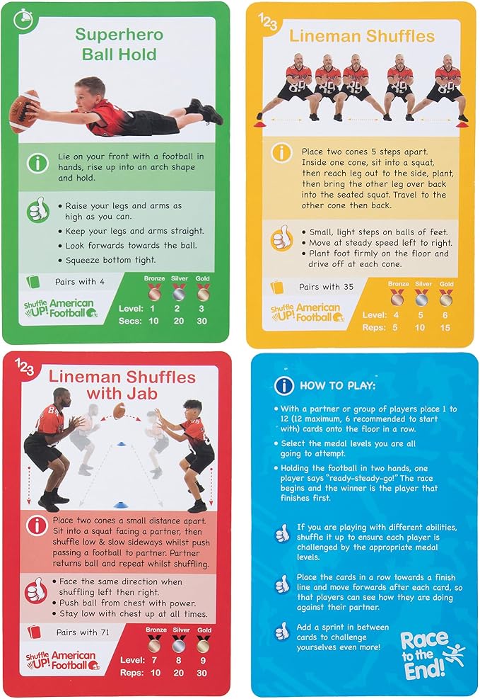 Shuffle Up American Football Card Game – Kids Outdoor Garden Games with 70+ Fun & Active Fitness Workout Cards, American Football Gifts for Boys & Girls, Fun Family Games