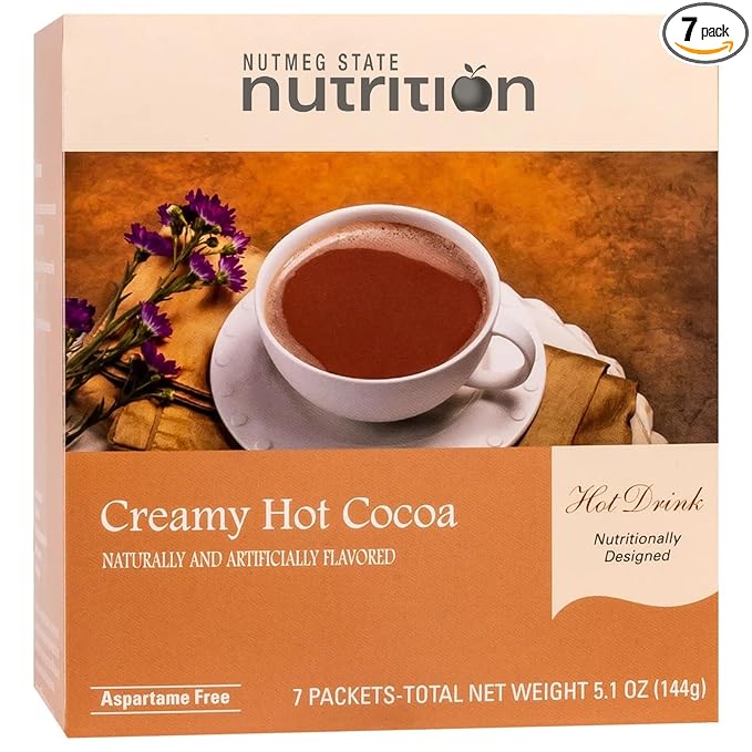 Nutmeg State Nutrition - Creamy Hot Chocolate - Low Carb, KETO Friendly, Instant Mix with 12g Protein, Low Sugar, Diabetic Friendly, Low Calorie, Low Fat (7 Count) (Hot Cocoa, 1 Pack)