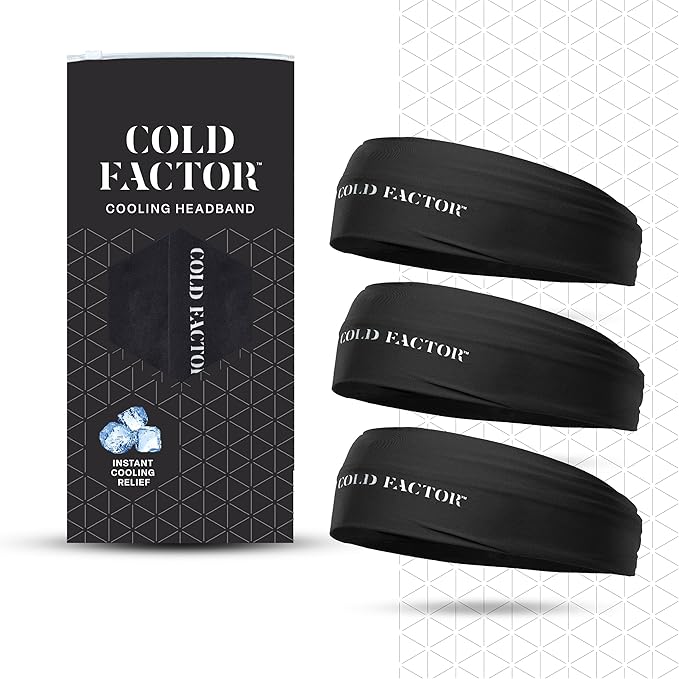 COLD FACTOR Instant Cooling Headband 3 Pack | Advanced Evaporative Comfort for Sports & Outdoor | UPF 50+ Protection | Long-Lasting Coolness | Ideal for Fitness, Hiking, Yoga, & Running