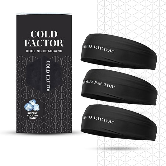 COLD FACTOR Instant Cooling Headband 3 Pack | Advanced Evaporative Comfort for Sports & Outdoor | UPF 50+ Protection | Long-Lasting Coolness | Ideal for Fitness, Hiking, Yoga, & Running