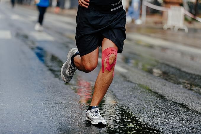 JB Tape, Precut Kinesiology Strips 4 Rolls- (80 Count, 10") Elastic, Latex-Free, Water Resistant, Athletic Sports Tape for Body, Joint & Muscle Support. (Pink)