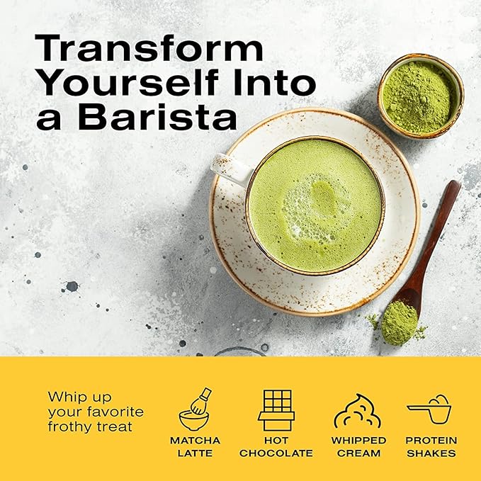 Bean Envy Milk Frother Handheld for Coffee - Electric Hand Blender, Mini Drink Mixer Whisk & Coffee Foamer Wand with Stand for Lattes, Cappuccino, Matcha and Hot Chocolate - Kitchen Gifts - Pink