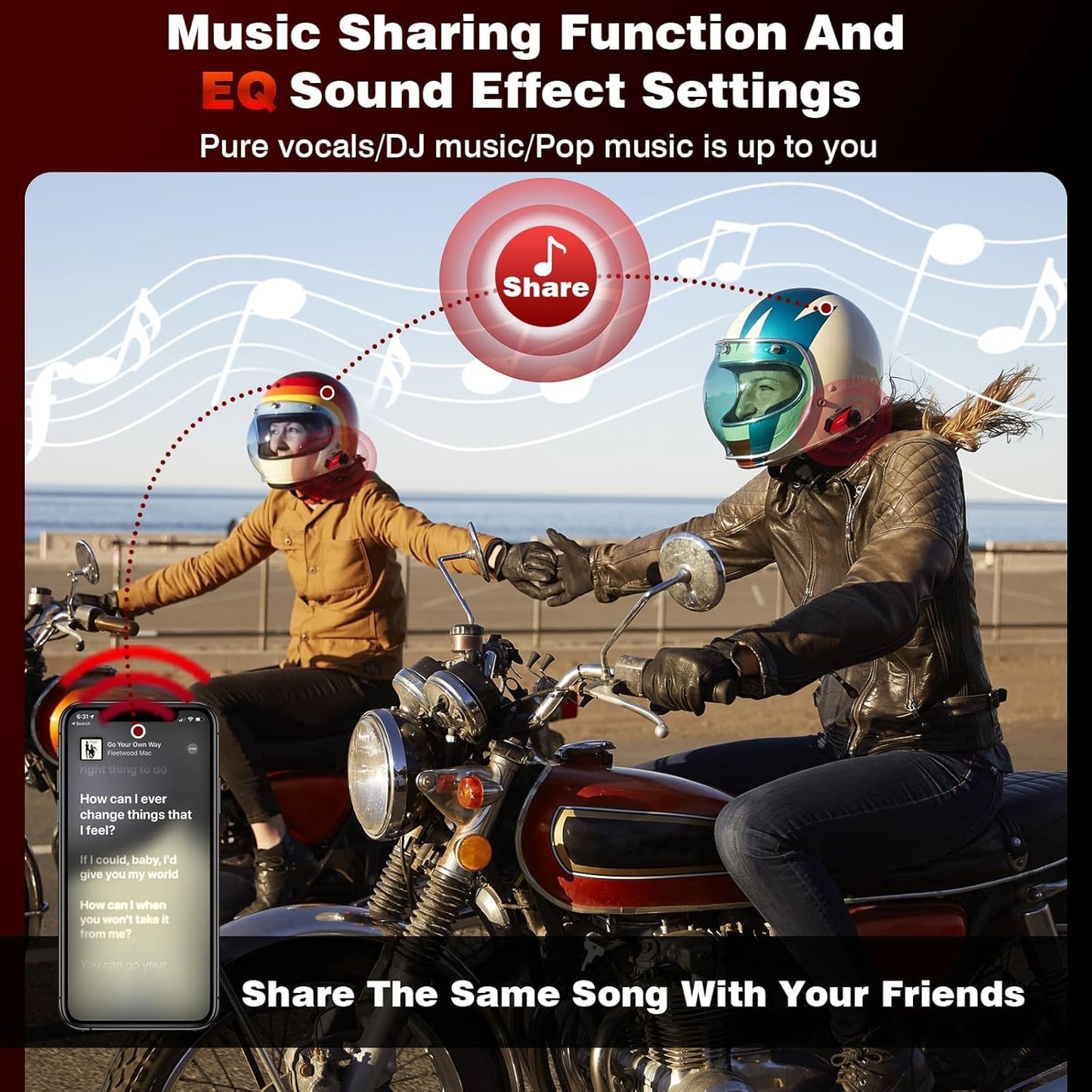 Motorcycle Helmet Headset Support 8 Riders Group Intercom Communication System X8 Intercom with Music Sharing/HiFi Sound/3 EQ Music Modes/DSP&CVC Noise Cancellation/IP67/FM Radio/Wake up Siri - 1 Pack