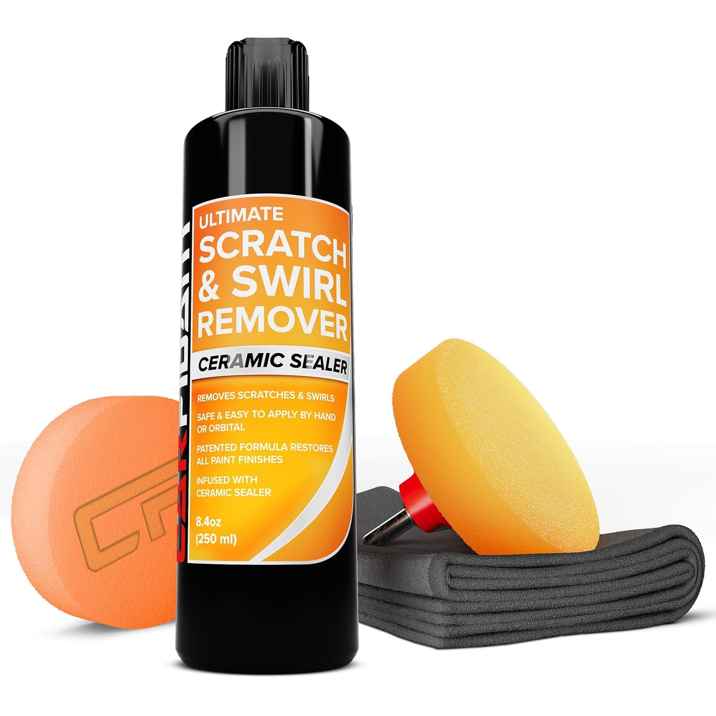 Carfidant Scratch and Swirl Remover - Car Scratch Remover for Vehicles Paint - Polishing Compound for Cars - Paint Restorer Kit with Pad, Microfiber and Drill Attachment