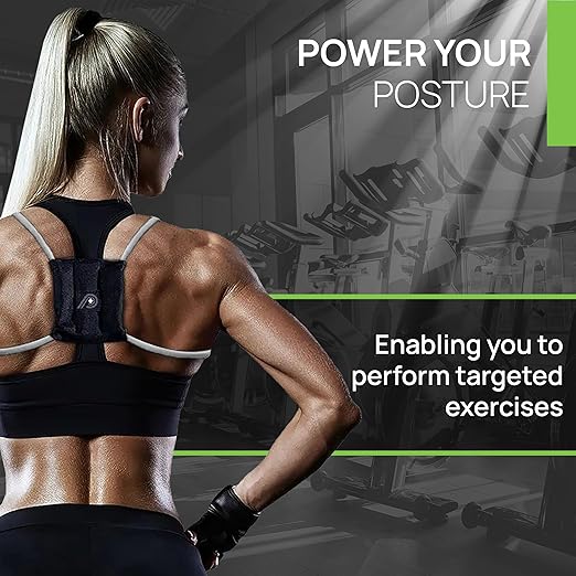 PRIMEKINETIX PostureMedic Dynamic Posture Brace for Neck and Back Support -For Enhanced Shoulder Alignment, Posture Improvement & Stretching-L(Silver)