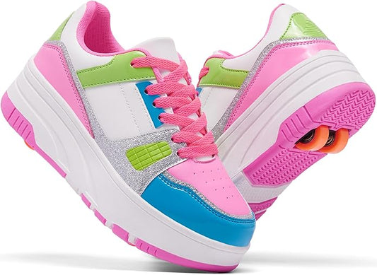 Roller Skate Shoes for Kids Girls Boys Detachable Wheeled Fashion Sneakers