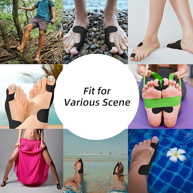 IEADEN Precut Kinesiology Tape for Bunion, 40 Pcs, Bunion Corrector & Relief, Big Toe Support and Pain Relief, Breathable Hypoallergenic Latex-Free Tape (Black)