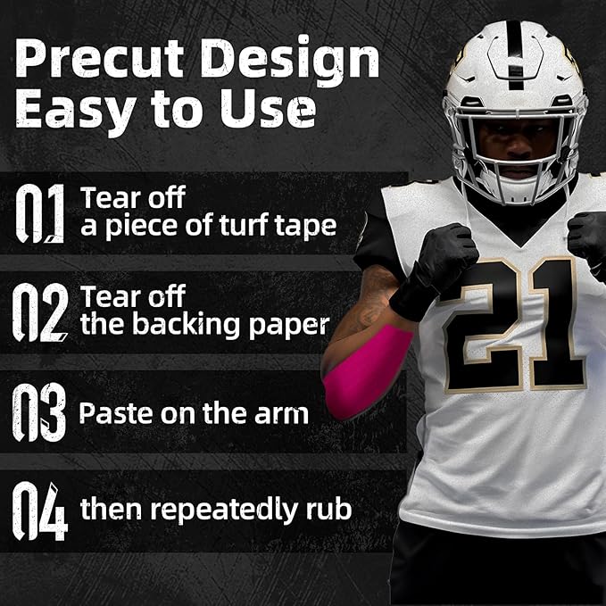 OK TAPE Turf Tape, Precut Extra Wide Turf Tape Footabll Turf Burn, Pink Athletic Tape Waterproof, Durable and Super Sticky Kinesiology Tape, 4in x 21ft (4in x 15.75in/16pcs)