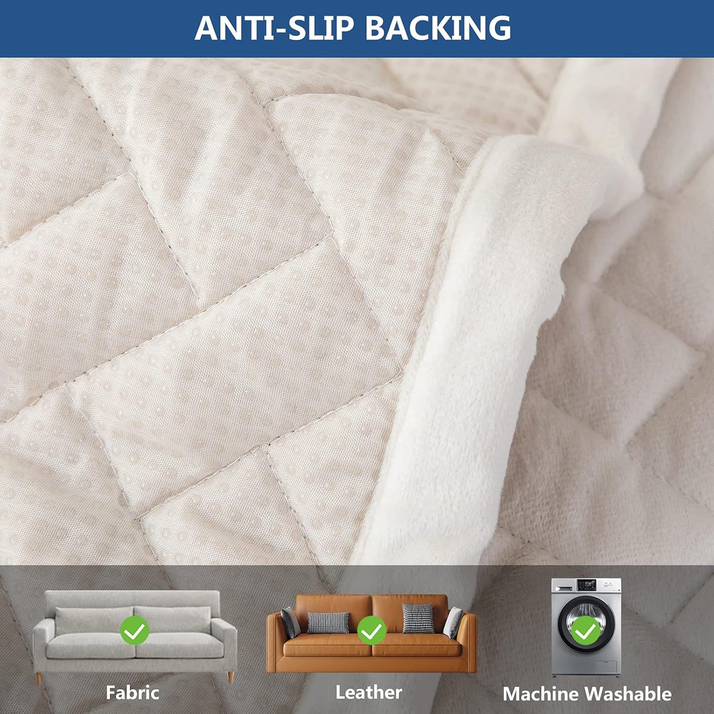 Eismodra Couch Cover,Sectional Couch Covers,Sofa Covers for 3 Cushion Couch,Anti-Slip Sofa Slipcovers for Dogs Cats Kids Loveseat Recliner L Shaped Armrest Backrest,White 43''x94''(Only 1 Piece)