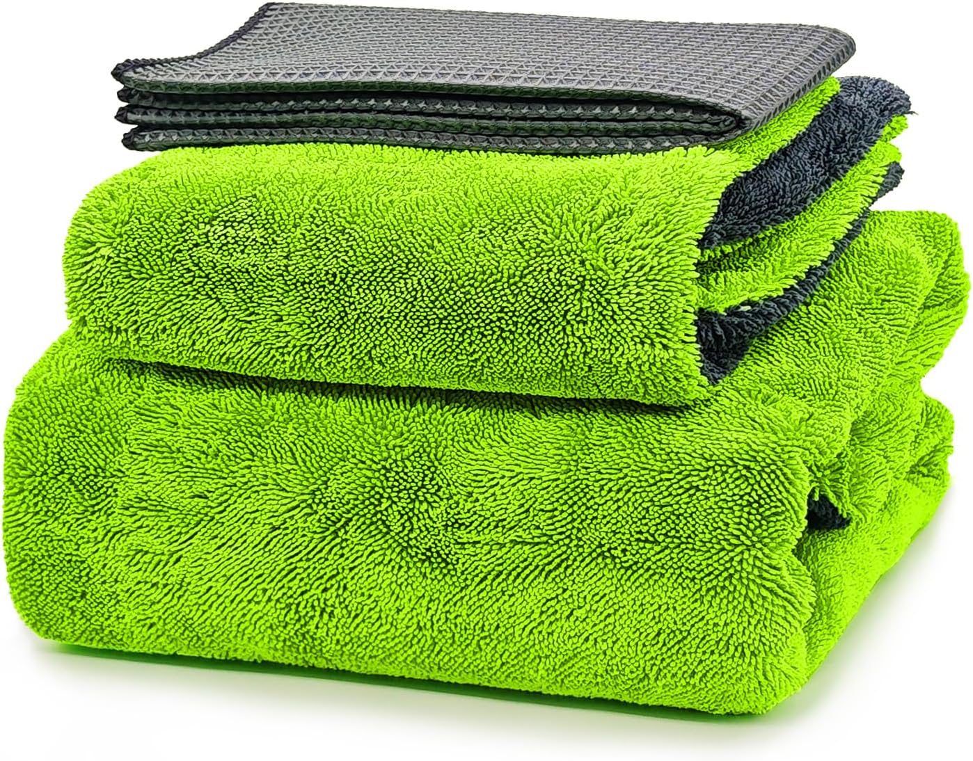 3 Pack Microfiber Towels for Car Detailing, 28" x 36" Extra Large Car Wash Drying Towels 16" x 16" Microfiber Edgeless No Scratches and Waffle Weave Absorbent Cloth for Truck, SUV