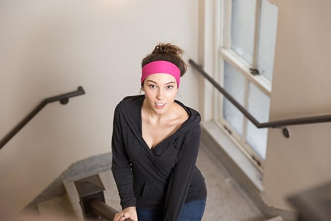 RiptGear Stretch Sport Headband for Women (Solid Pink) — Made of Non-Slip Sweat Wicking Fabric — Great for Yoga, Running or The Gym — Soft Headband That Fits Most Head Sizes — (1-Pack)