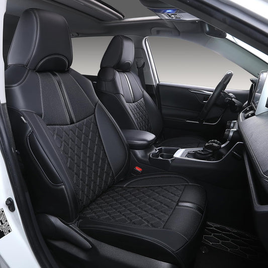 Custom Fit RAV4 Seat Covers for 2019-2025 Toyota RAV4 LE,XLE,XLE Premium,Limited Full Coverage Waterproof Leather Car Seat Covers Full Set(Black)