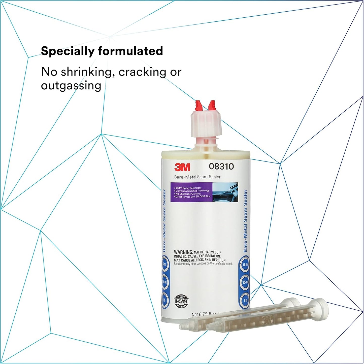 3M Bare - Metal Seam Sealer, 08310, Beige Color, Two-Part, Non-Sagging, Self-Mixing Epoxy, 200 ml/6.75 fl oz Cartridge