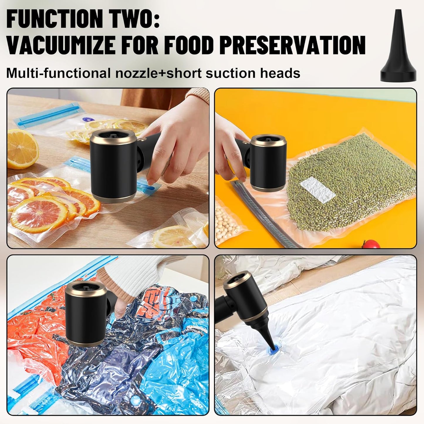 Handheld Car Vacuum Portable Cordless, 12000PA High Power 4 in 1 Vacuum Cleaner & Air Duster & Air Blower with 4000mAh Brushless Motor and Multi-Nozzles for Car, Home, Office, Camping, Pet