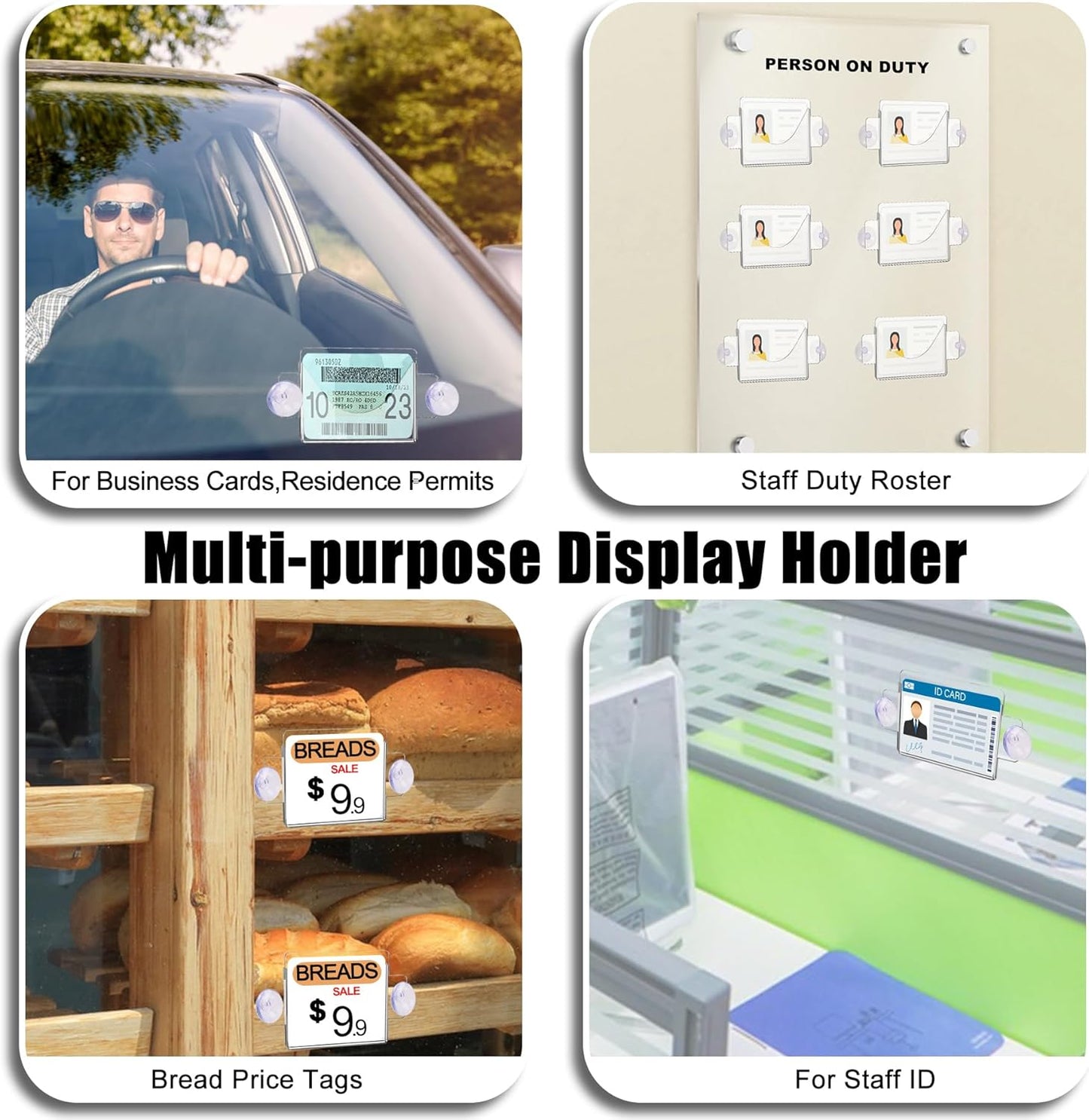 1 Pack Parking Permit Holder for Car Windshield,Acrylic Pass Holder with Strong Suction Cup,Clear Parking Tag Holder for Parking Permit,Vehicle Permit,Toll Pass,Name Card(4x3in)