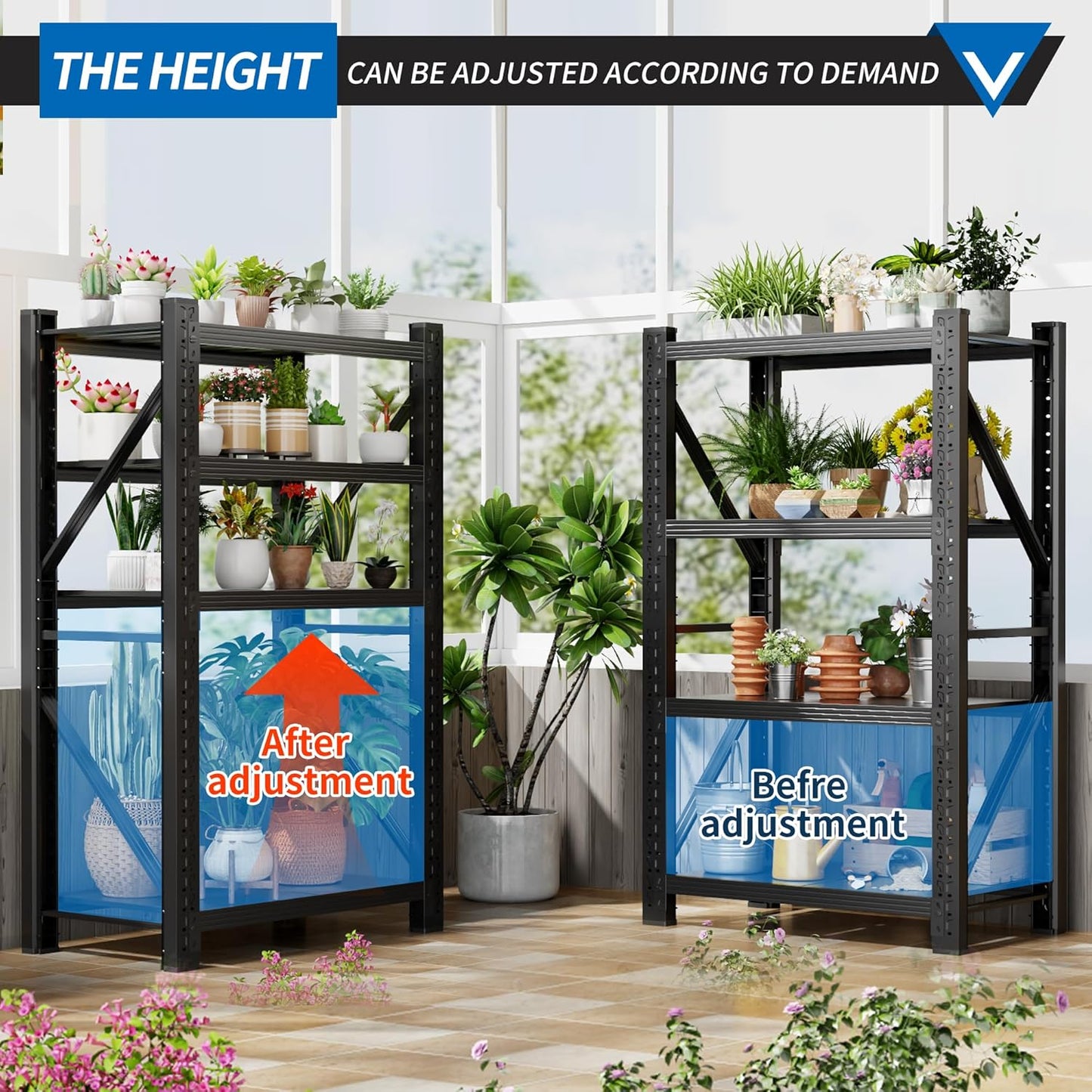 3000LBS Garage Shelving 32" W Garage Shelving Heavy Duty 4-Tier Metal Storage Shelves Adjustable Shelf Unit Storage Rack for Basement Supermarket Warehouse 32" W x 20" D x 78" H Black