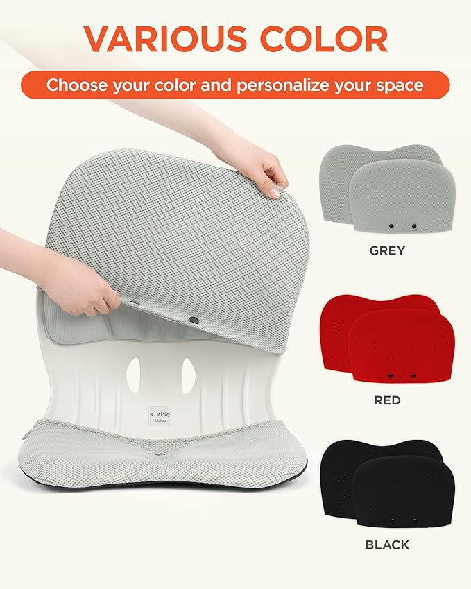 curble Wider Cover, Detachable Cover for Teenager Chair, Ergonomic Chair Back Support and Lumbar Support (Cover Grey)