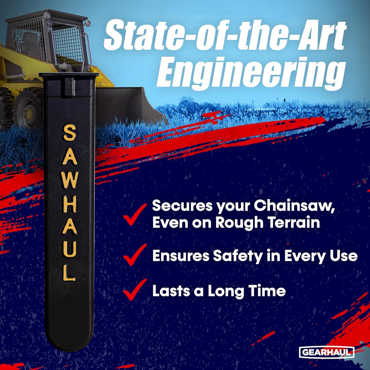 SawHaul Universal Tractor Chainsaw Holder - Made in Kansas USA - Fixed Mount Chainsaw Carrier (28" Yellow) Compatible w/All Brands