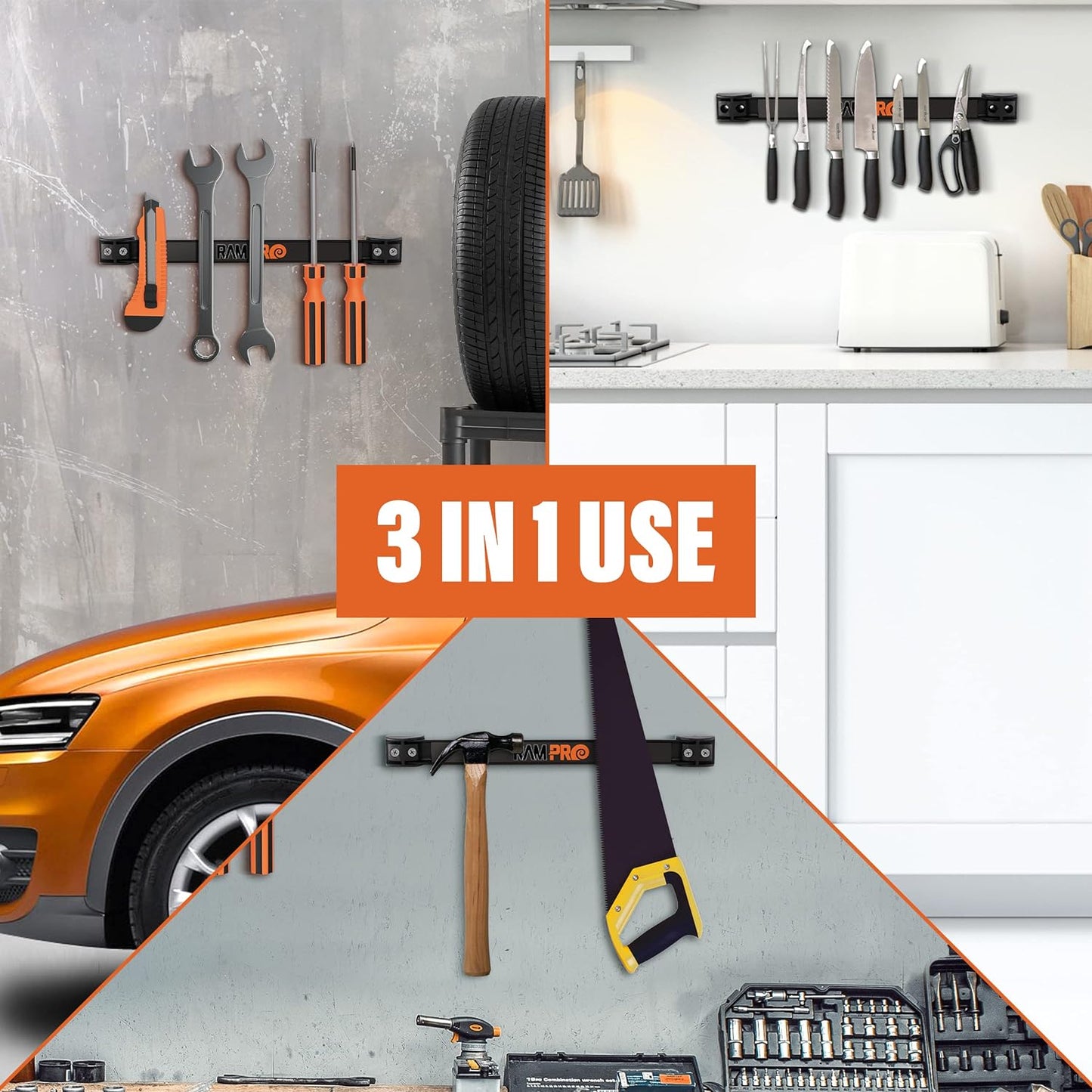 12" Magnetic Tool Holder Strip - A Tool Magnet Bar for Garage Organization, Shop Organization, and Workbench Accessories, Best Father's Day Gift, Easy To Install in Workshop, Mounting Screws Included.