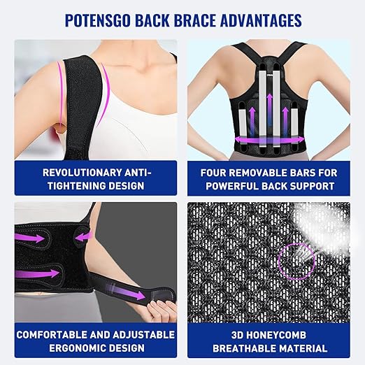 Posture Corrector for Women and Men, Adjustable Back Brace & Straightener for Scoliosis - Hunchback Correction - Back Pain/Spine Corrector/Back Support and Posture Trainer (Large)