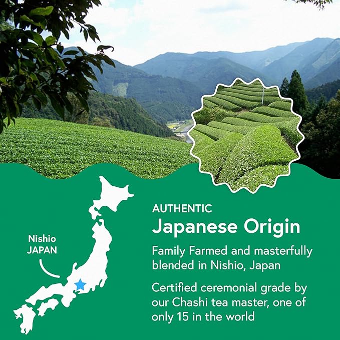 Matchabar Matcha Powder (80g) - Ceremonial Grade Authentic Japanese Matcha Green Tea Powder - Matcha Green Tea Powder Harvested in Japan - Matcha Tea Powder Latte - Zero Sugar, Vegan & 0 Calories