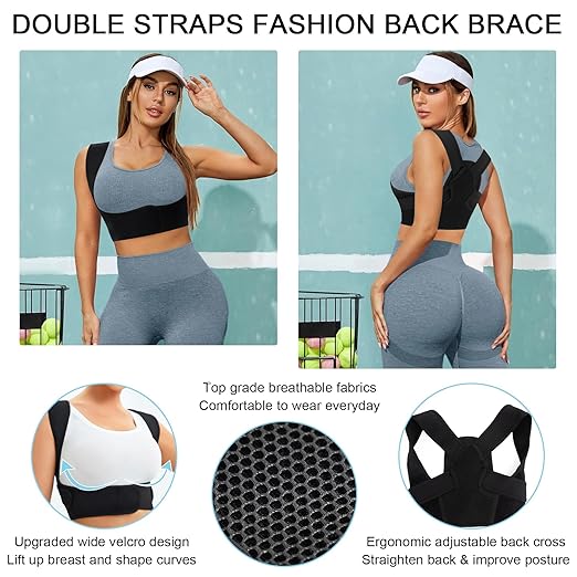 URSEXYLY Posture Corrector for Women and Men Adjustable Upper Back Brace Breathable Spine Support-Neck, Shoulder, Clavicle, Back Relief(XL/2XL,Black)