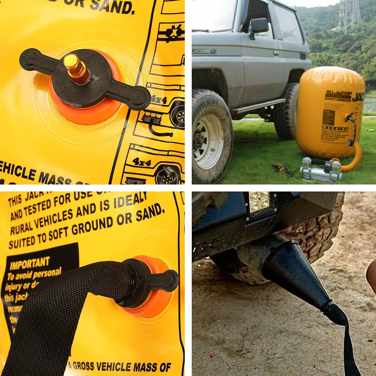 ALL-TOP Off-Road Exhaust Air Jack, 31inch Lift 8800Lbs Capacity, Inflatable Soft Jack for Low Clearance, fits Air Compressor & Exhaust