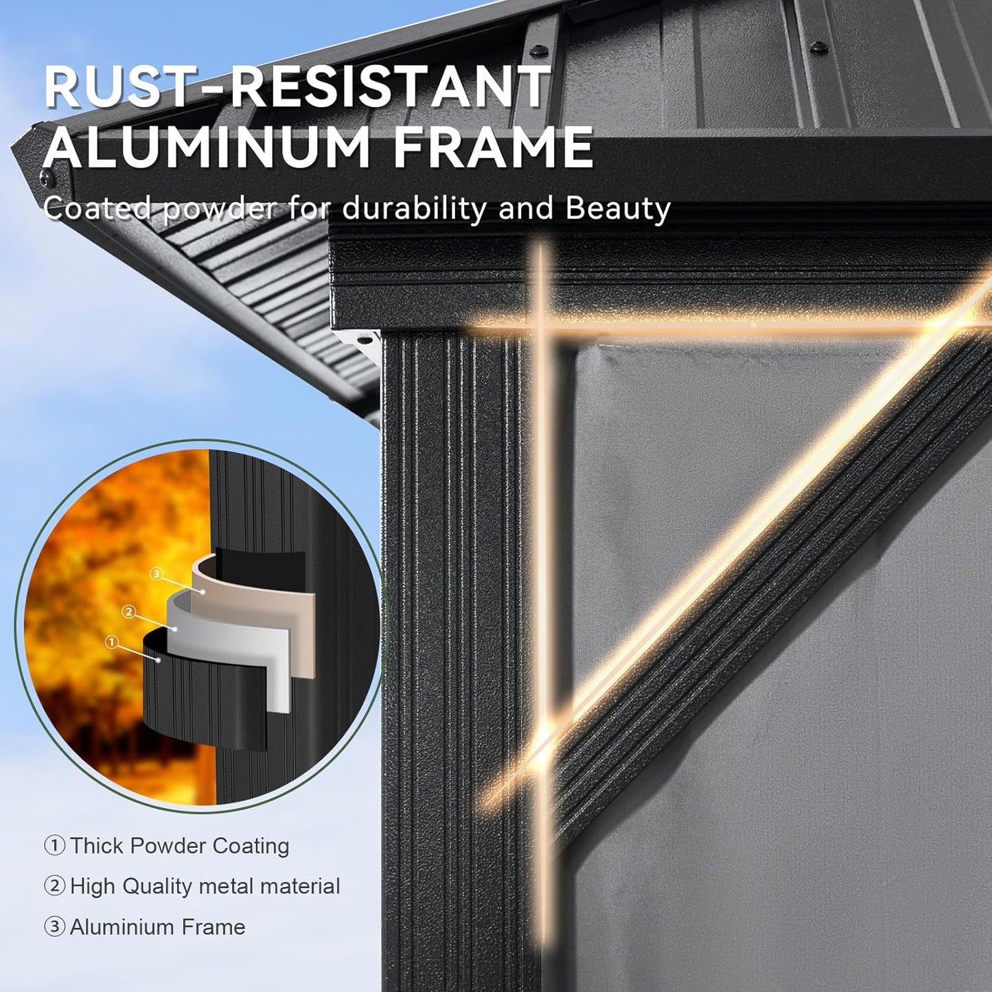 Aoxun 14' X 24' Hardtop Gazebo with Drainage System, Aluminum Outdoor Gazebo with Galvanized Steel Double Roof, Patio Permanent Metal Pavilion with Netting, for Garden, Deck, Grey