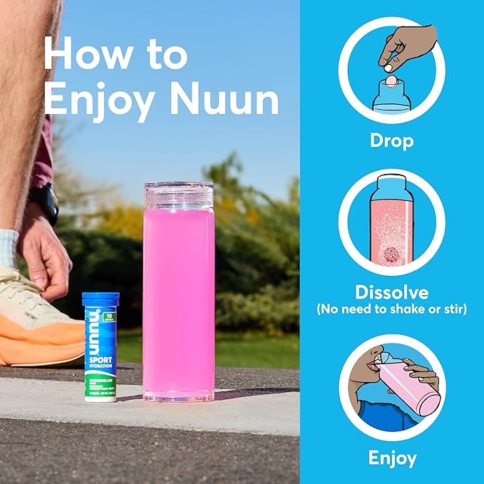 Nuun Sport Electrolyte Tablets with Magnesium, Calcium, Potassium, Chloride & Sodium, Gluten Free & Vegan, Tri-Berry, 8 Pack (80 Servings Total)