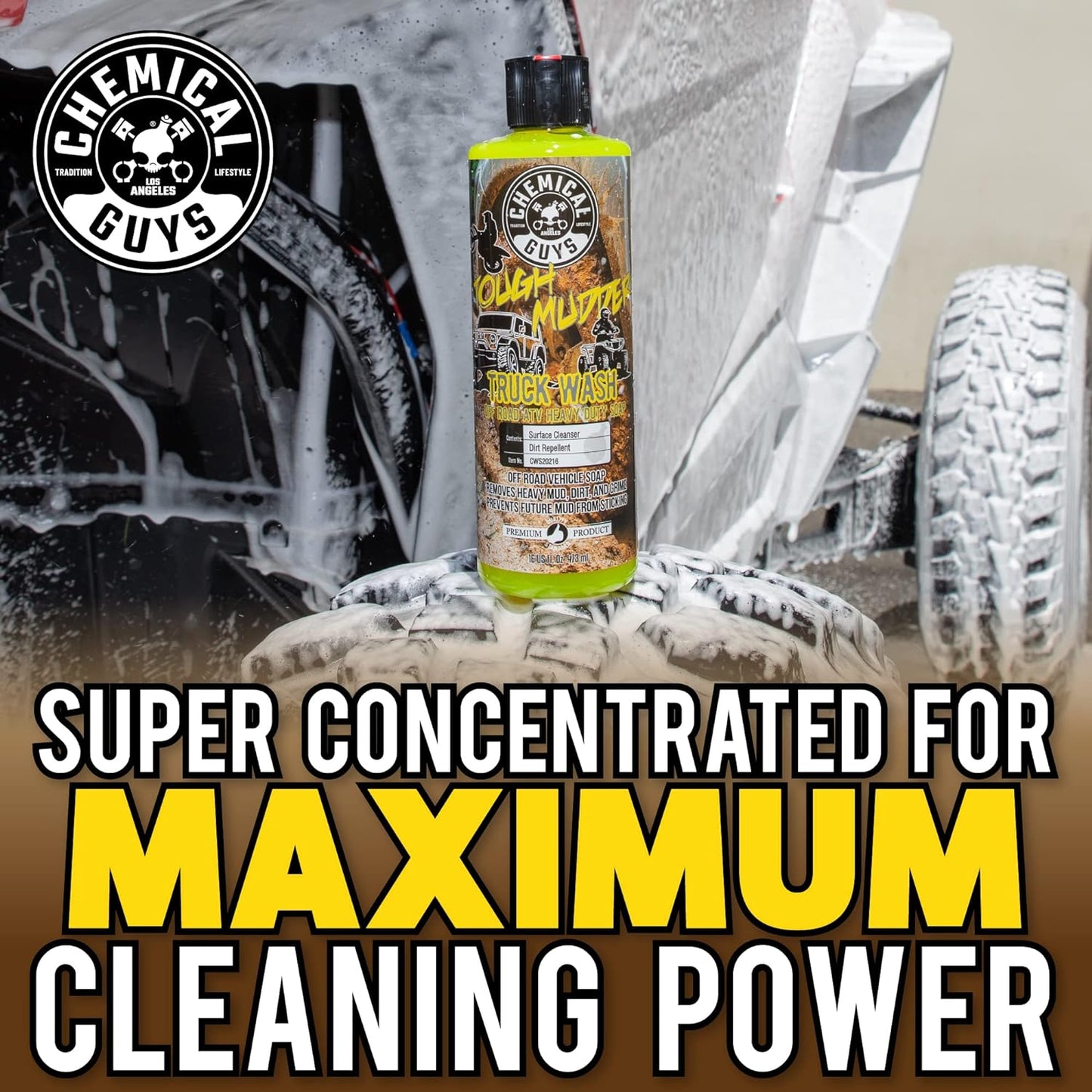 Chemical Guys CWS20216 Tough Mudder Foaming Truck, Off Road, ATV and RV Heavy Duty Wash Soap, (Works with Foam Cannons, Foam Guns or Bucket Washes), 16 fl oz, Lemon Scent