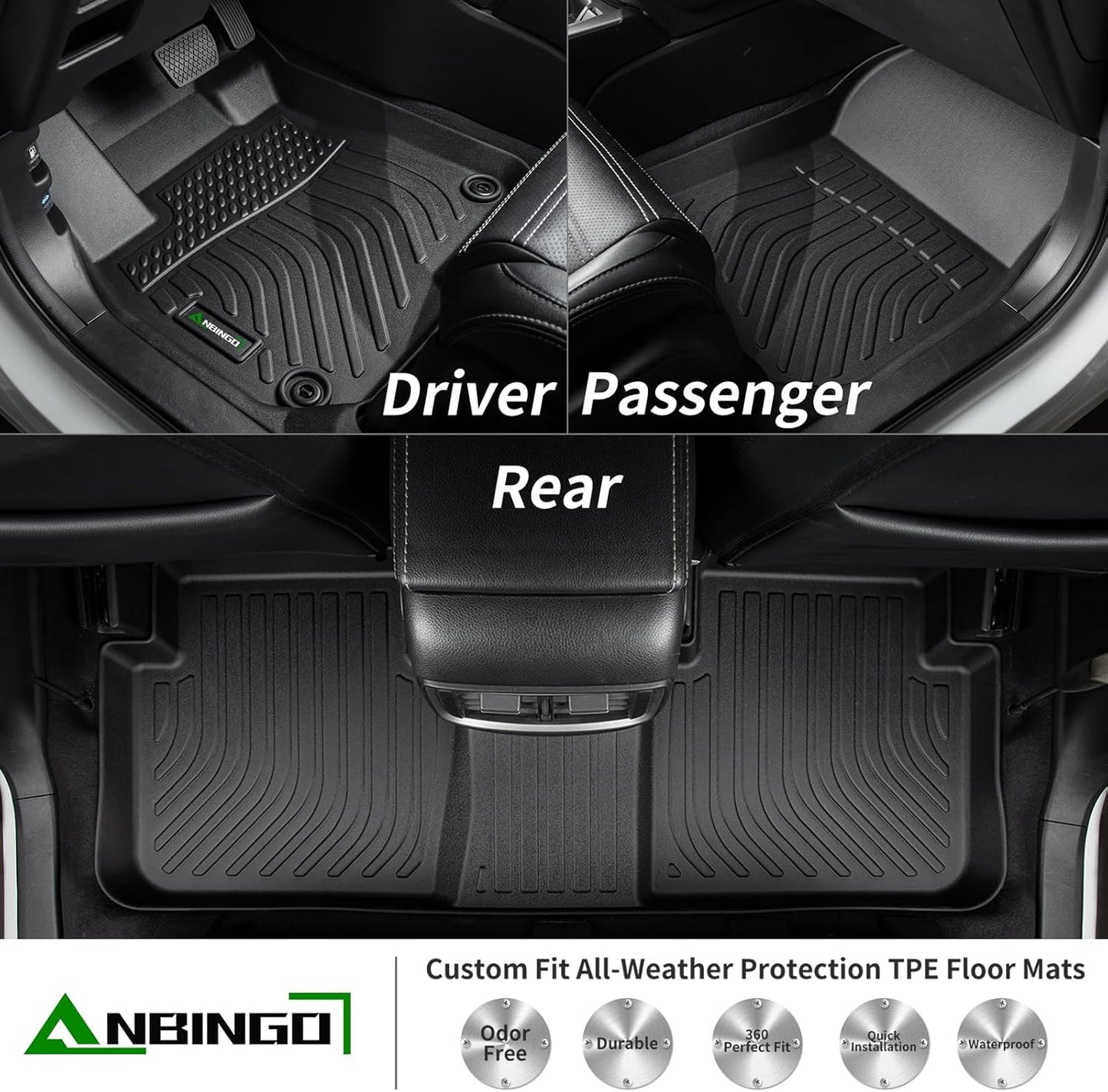 ANBINGO®-Floor Mats & Cargo Liner for Nissan Kicks 2018-2024 All Weather Protection TPE Anti-Slip Car Full Set Floor Liners Custom 2024 Kicks Mats Accessories